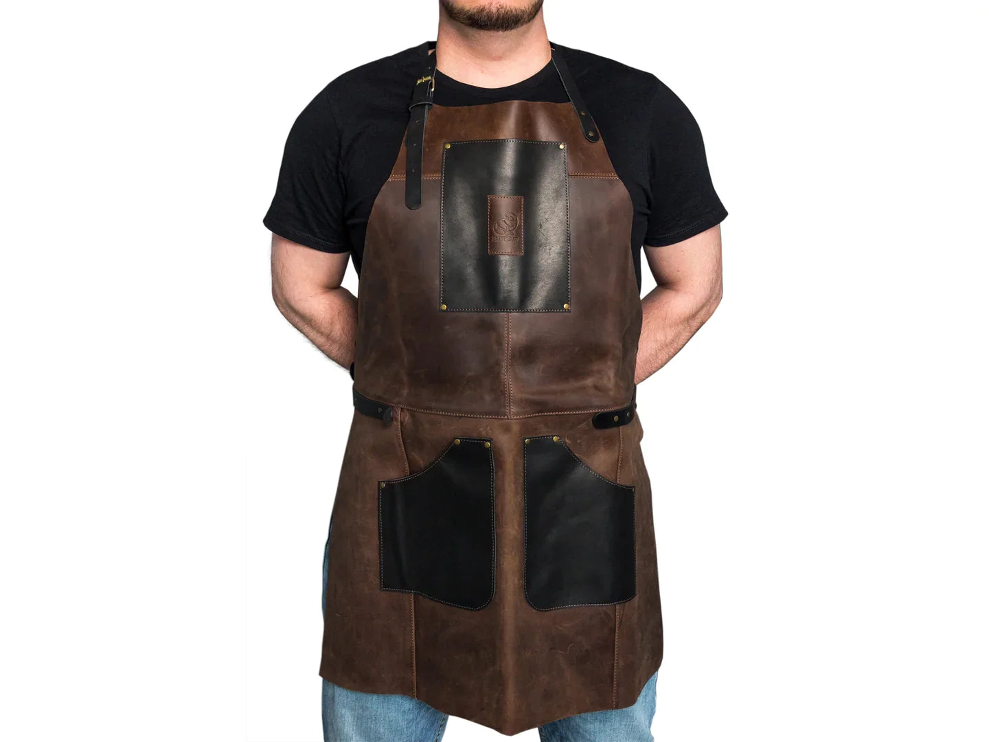 BeaverCraft AP3X Adjustable Black & Brown Leather Work Apron Wood Carving Accessory