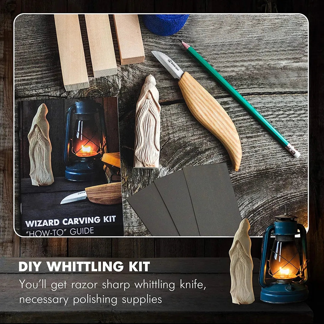 BeaverCraft DIY03 Wizard Wood Carving Hobby Tool Kit Complete Starter Whittling Kit for Beginners Adults Teens and Kids