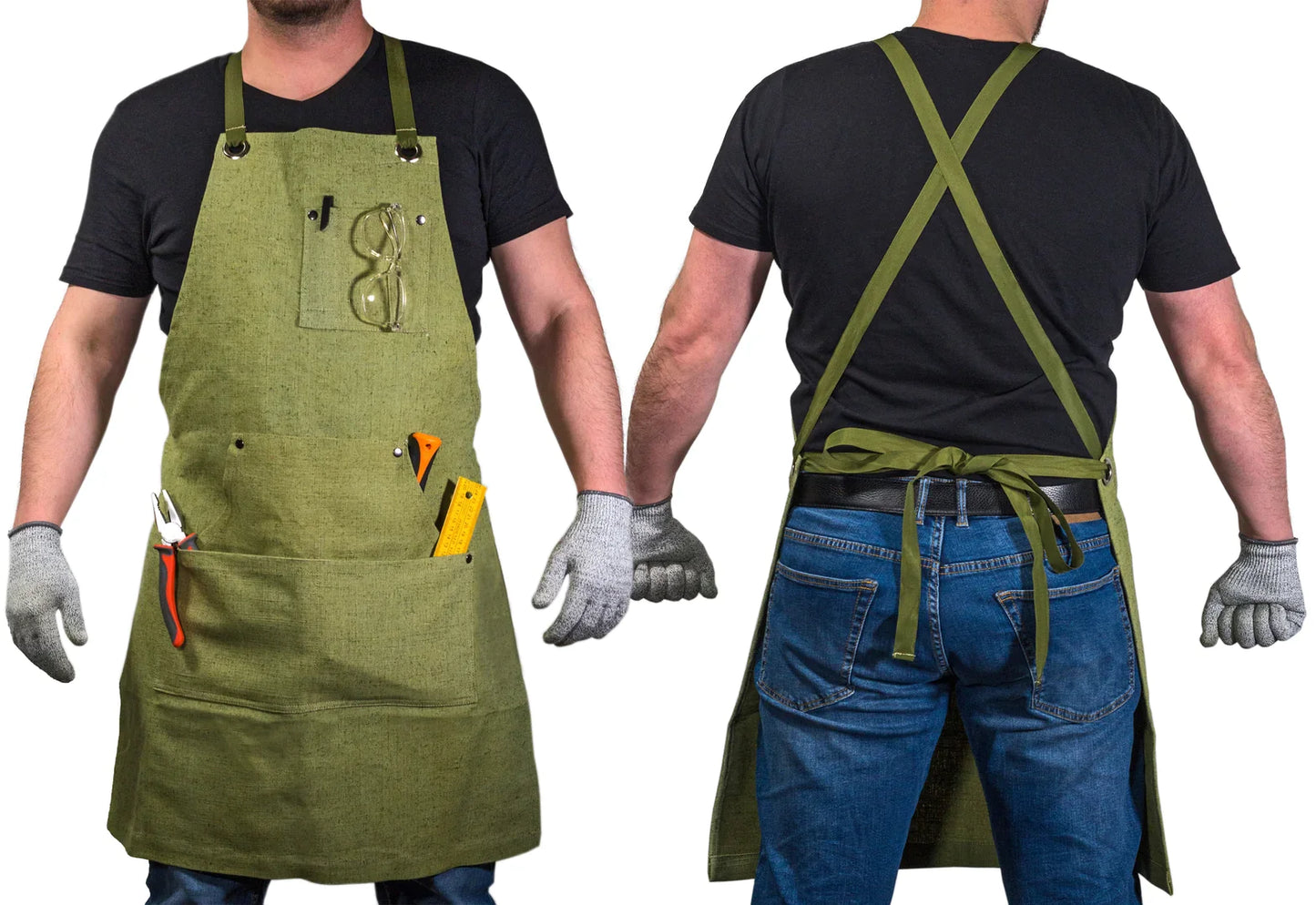 BeaverCraft AP1 Adjustable Green Canvas Wood Working Carving Apron