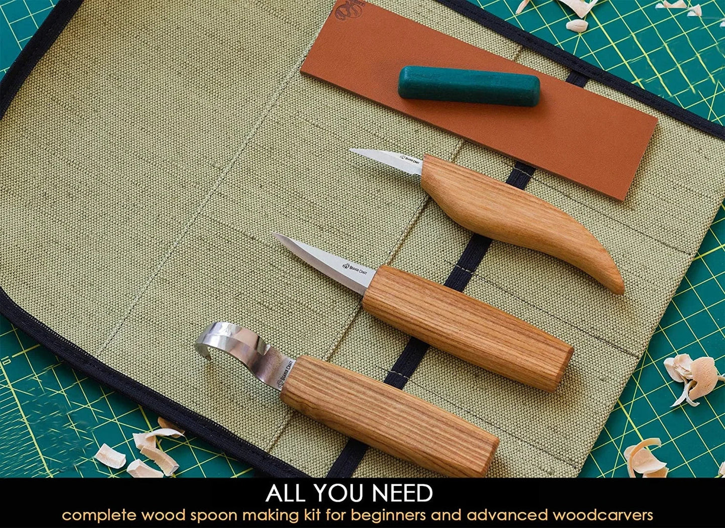 BeaverCraft S17 Extended Spoon and Whittle Knife Set Wood Carving Hobby Kit