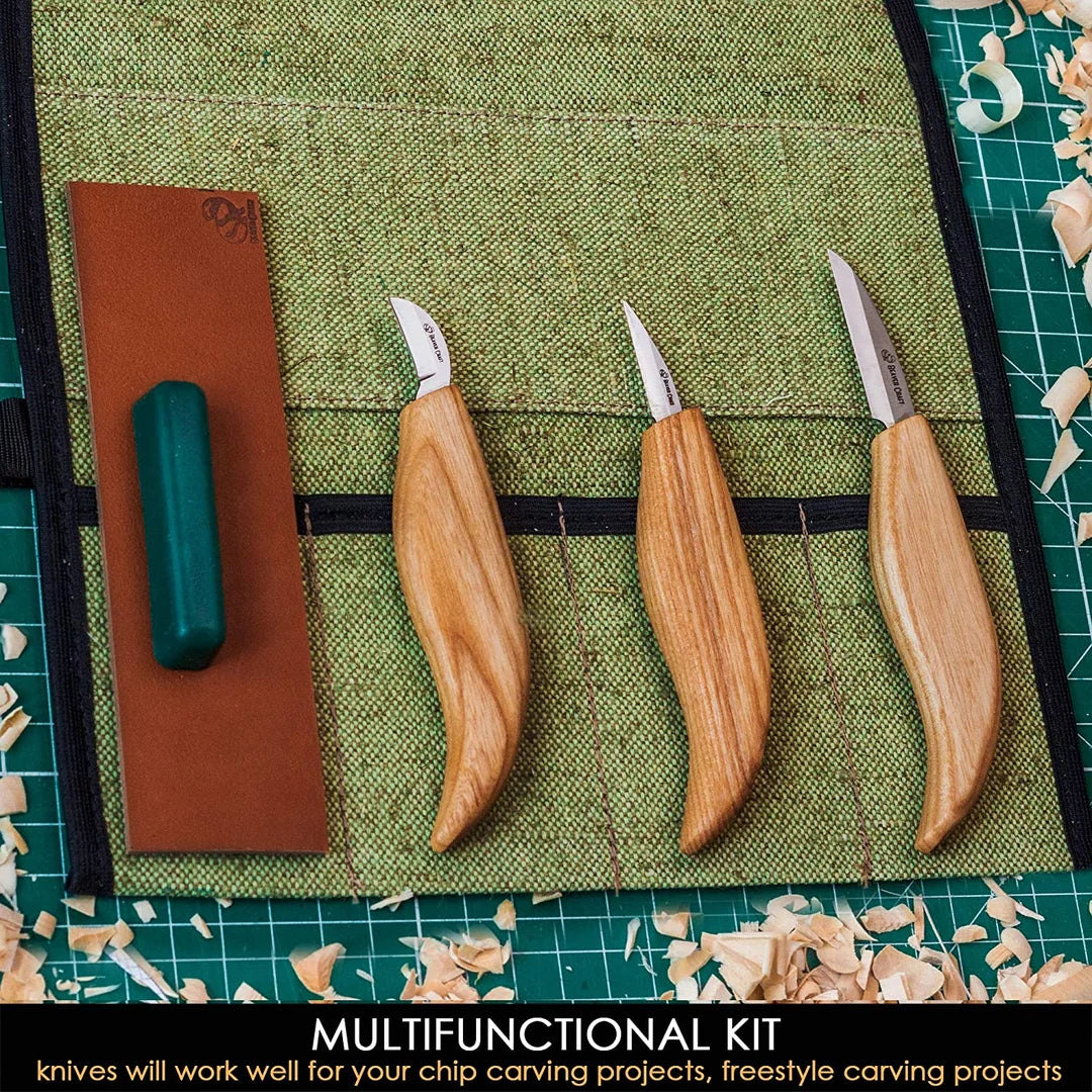 BeaverCraft S15 Starter Chip and Whittle Knife Set with Accessories