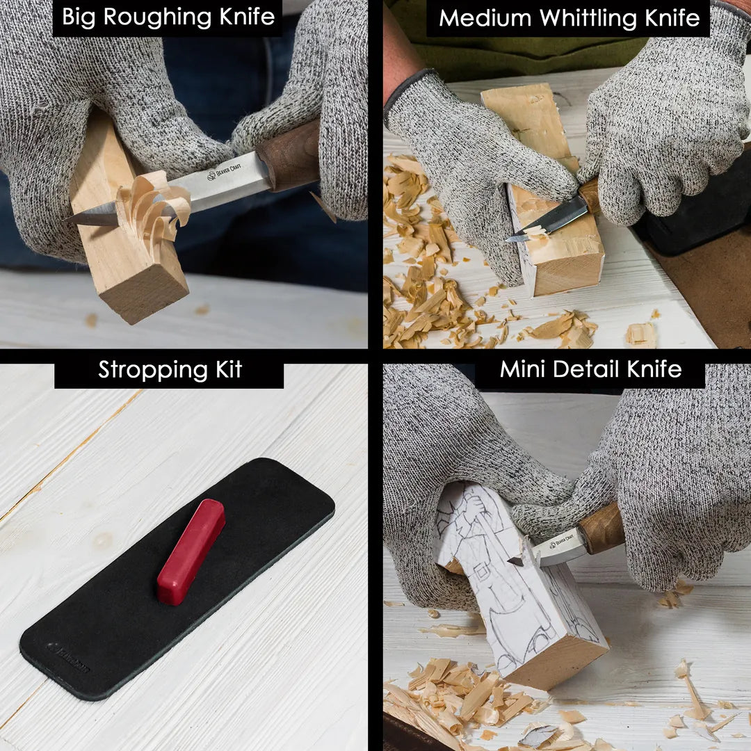 BeaverCraft S19X Premium Wood Carving Whittling Set With Walnut Handles