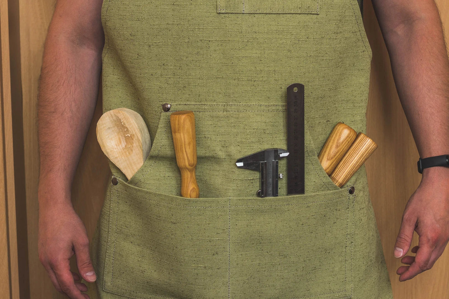 BeaverCraft AP1 Adjustable Green Canvas Wood Working Carving Apron