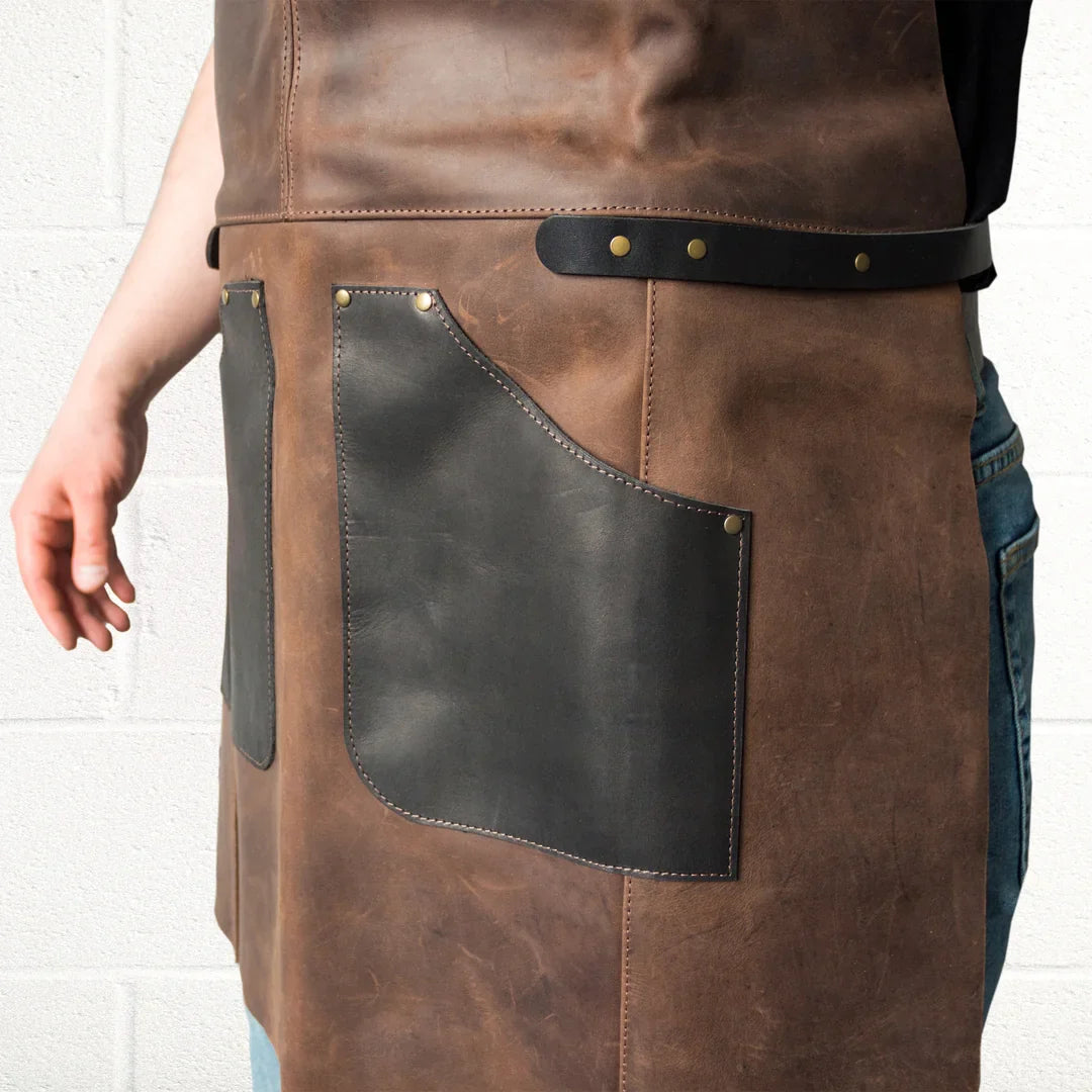 BeaverCraft AP3X Adjustable Black & Brown Leather Work Apron Wood Carving Accessory