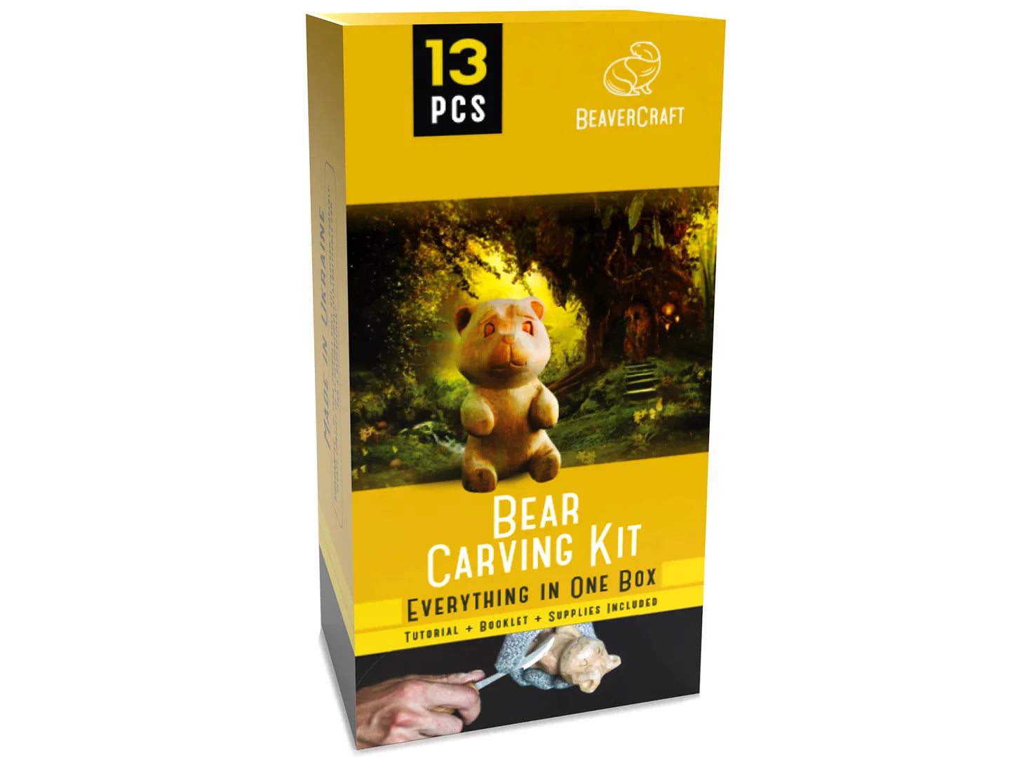 BeaverCraft DIY05 Bear Carving Kit Complete Starter Whittling Kit for Beginners, Adults, Teens, and Kids