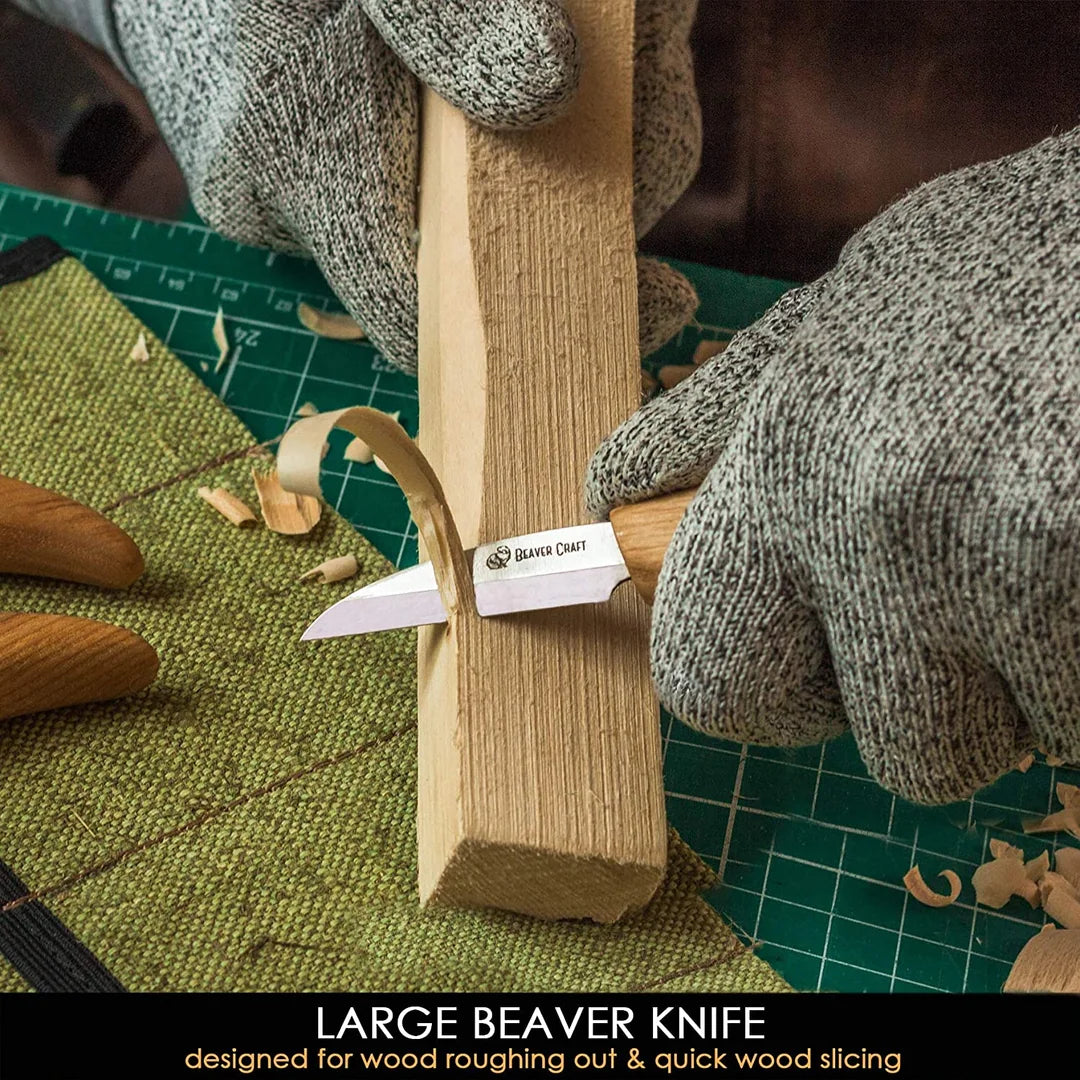 BeaverCraft S15 Starter Chip and Whittle Knife Set with Accessories