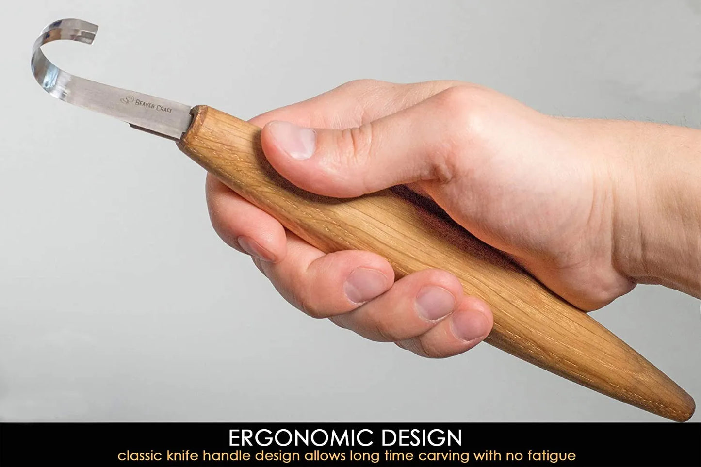 BeaverCraft SK5R - Spoon Carving Knife Deep Cut Bevels Right side edge