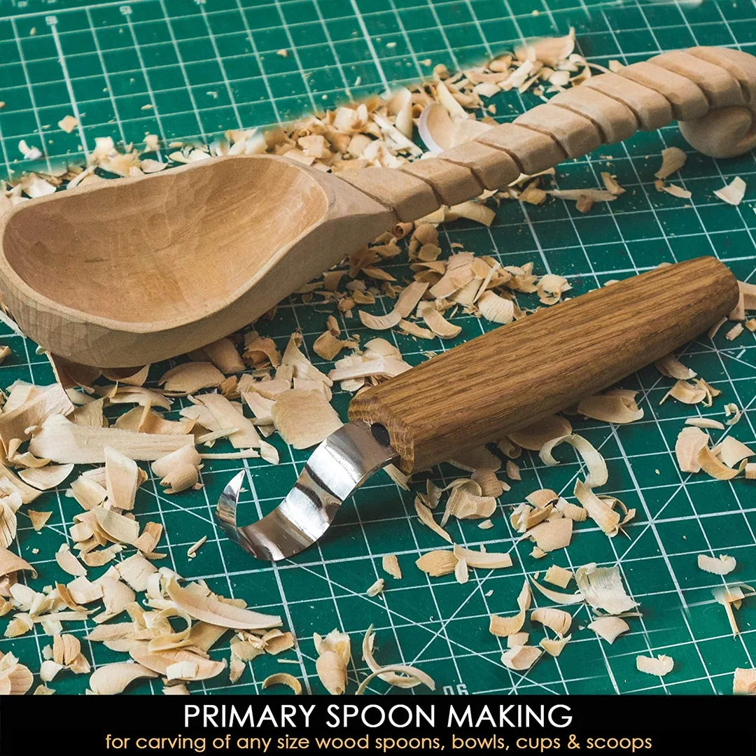 BeaverCraft SK1S Oak - Spoon Carving Knife 25 mm with Oak Handle with leather sheath