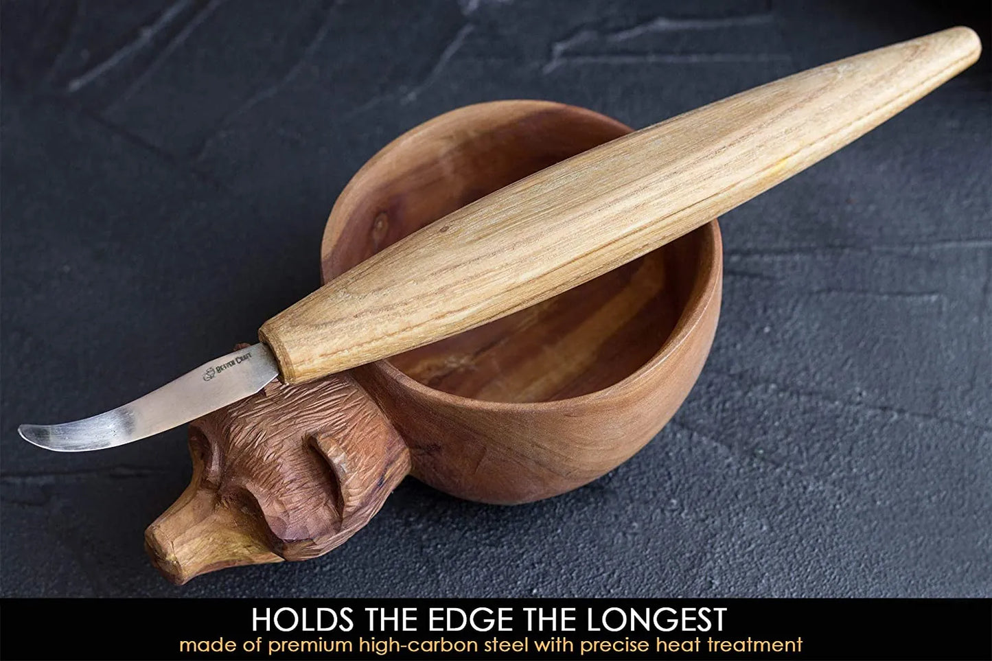 BeaverCraft SK4S Open Curve Spoon Wood Carving Knife with Leather Sheath