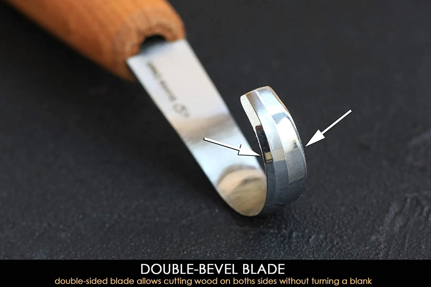 BeaverCraft SK5R - Spoon Carving Knife Deep Cut Bevels Right side edge