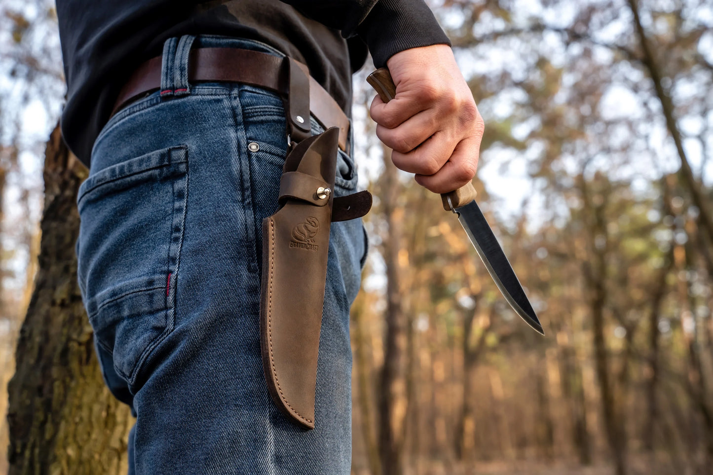 BeaverCraft BSH3 Carbon Steel Fixed Blade Bushcraft Knife Walnut Handle with Leather Sheath