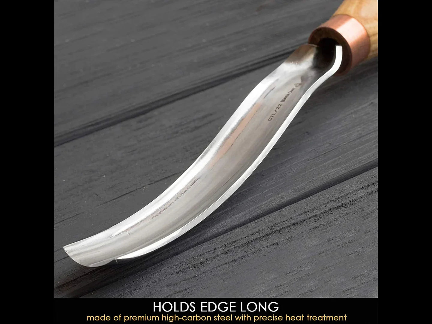 BeaverCraft G7L/22 Long Bent Gouge Wood Carving Tool 7L (22mm)