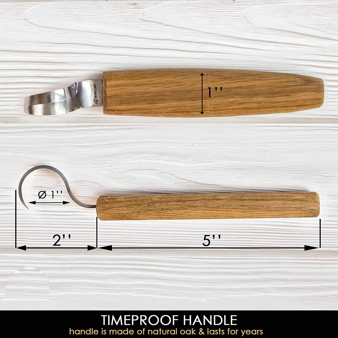 BeaverCraft SK1S Oak - Spoon Carving Knife 25 mm with Oak Handle with leather sheath