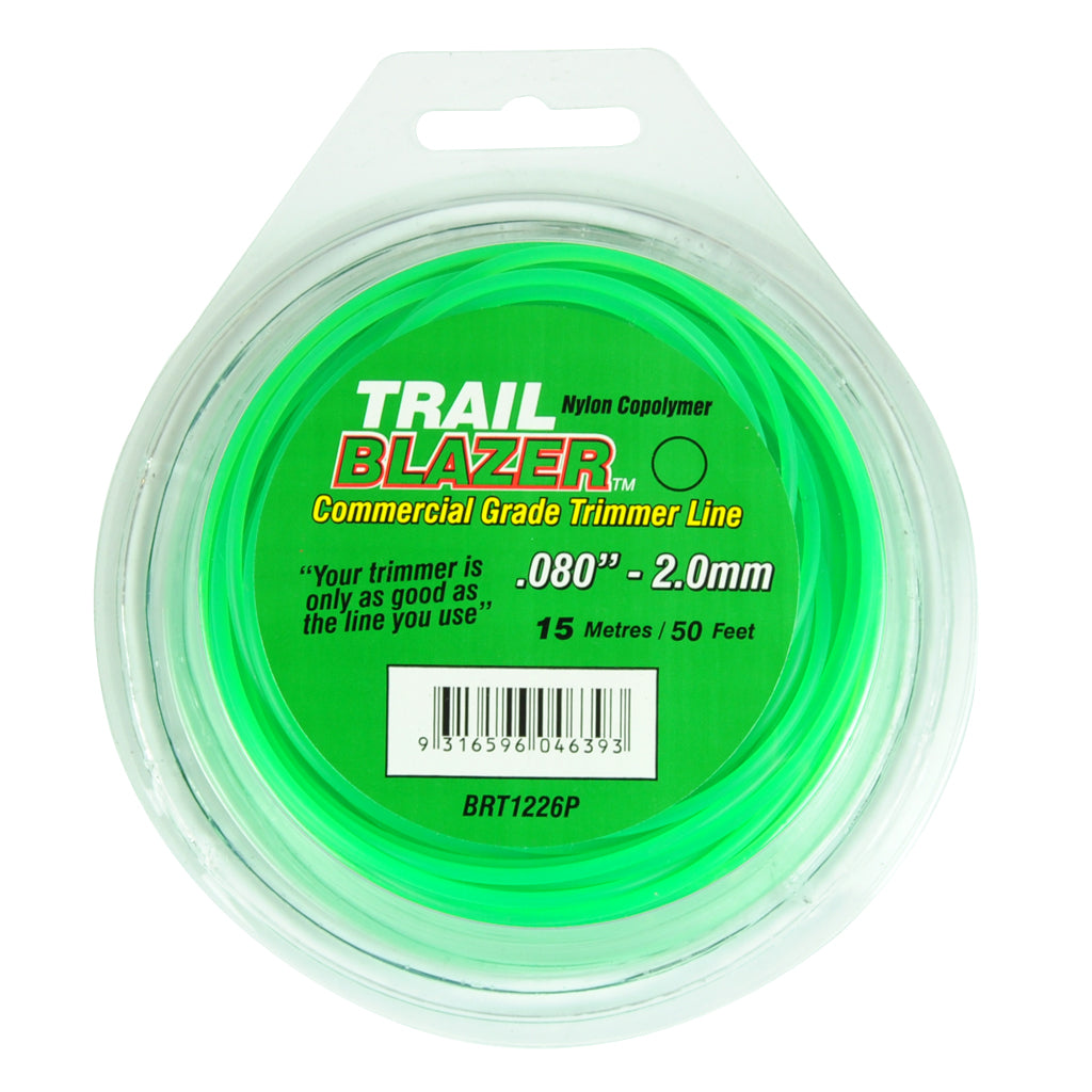 TRAIL BLAZER BRUSHCUTTER ROUND TRIMMER LINE .080" / 2.00MM TEARDROP LOOPS LENGTH 50' BRT1226P