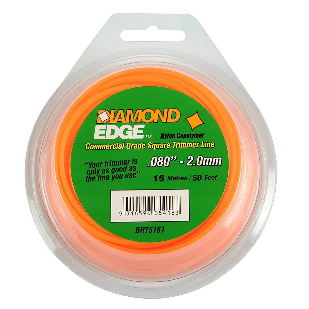 Diamond Edge Brushcutter Square Trimmer Line .080" / 2.00Mm Teardrop Loops Length 50' 15M