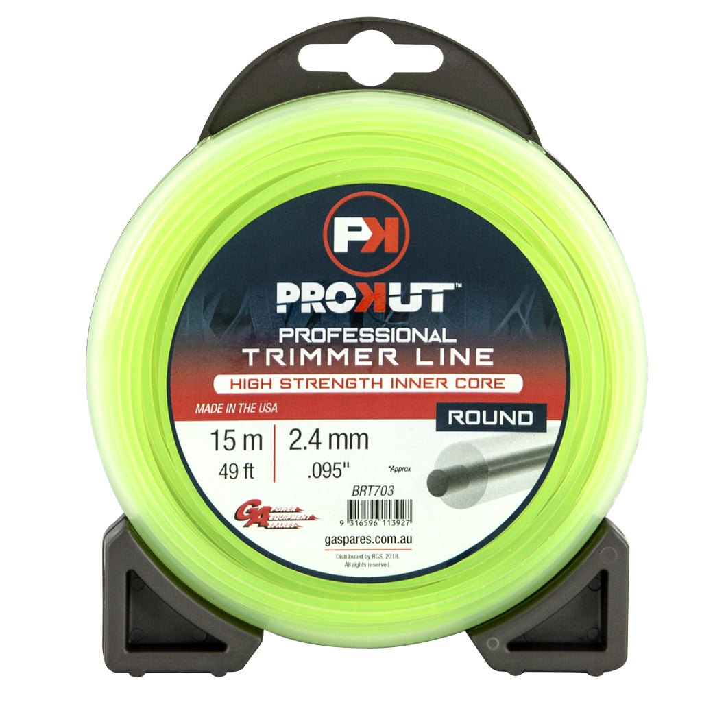 PROKUT BRUSHCUTTER TRIMMER LINE ROUND GREEN .095 2.4MM 49' 15m TEARDROP