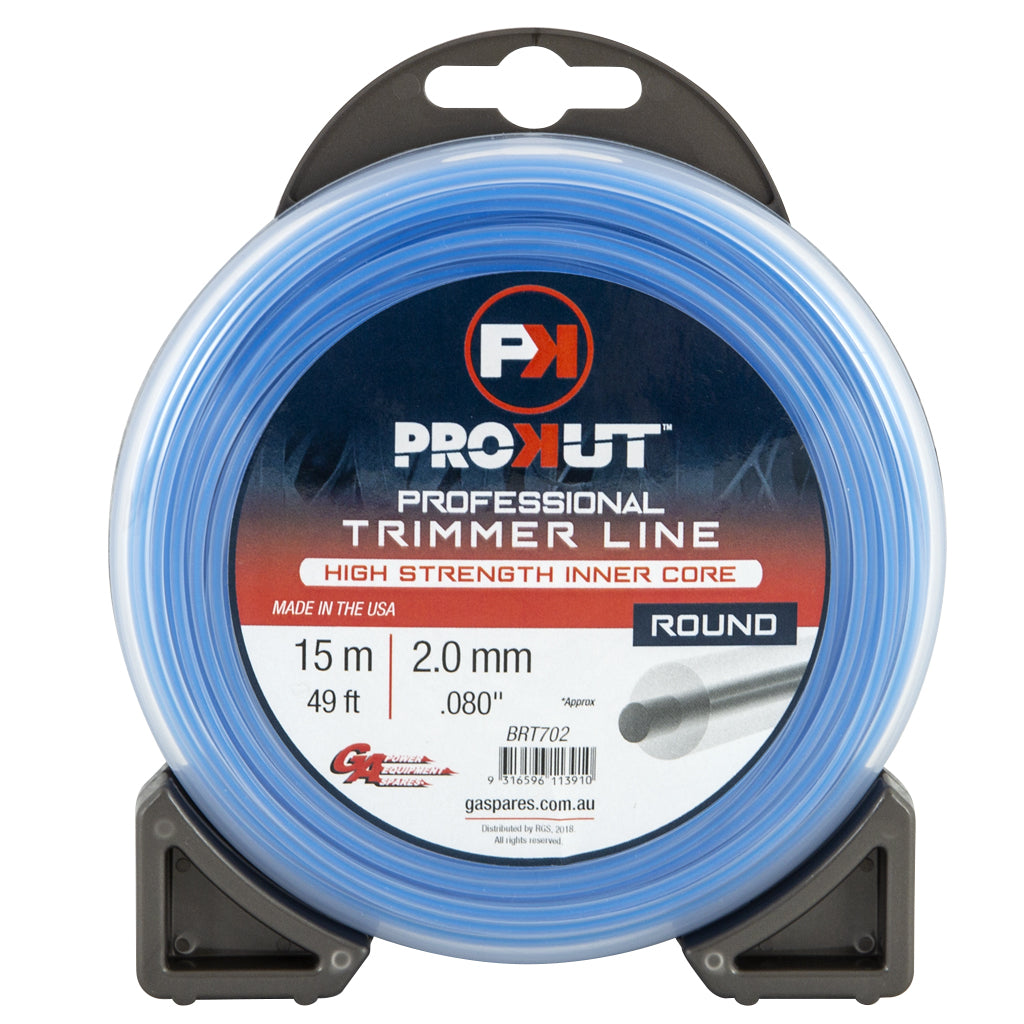 PROKUT BRUSHCUTTER TRIMMER LINE ROUND BLUE .080 2.0MM 49' 15M TEARDROP