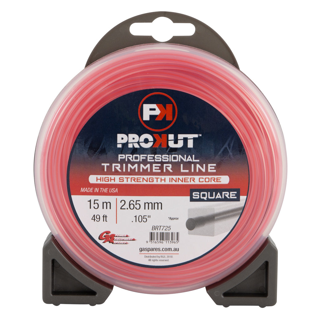 PROKUT BRUSHCUTTER TRIMMER LINE SQUARE PINK .105 2.65MM 49' 15M TEARDROP