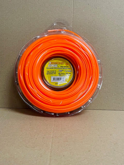 DIAMOND EDGE BRUSHCUTTER SQUARE TRIMMER LINE .105" / 2.70MM DONUT LENGTH 62M