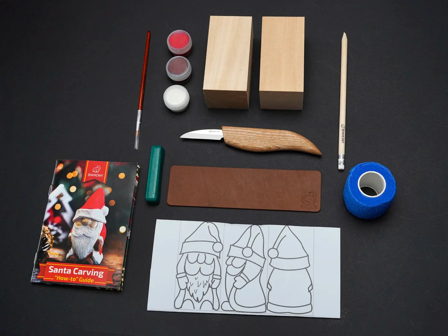 BeaverCraft DIY06 Santa Wood Carving Hobby Kit - Complete Starter Whittling Kit for Beginners, Adults, Teens, and Kids
