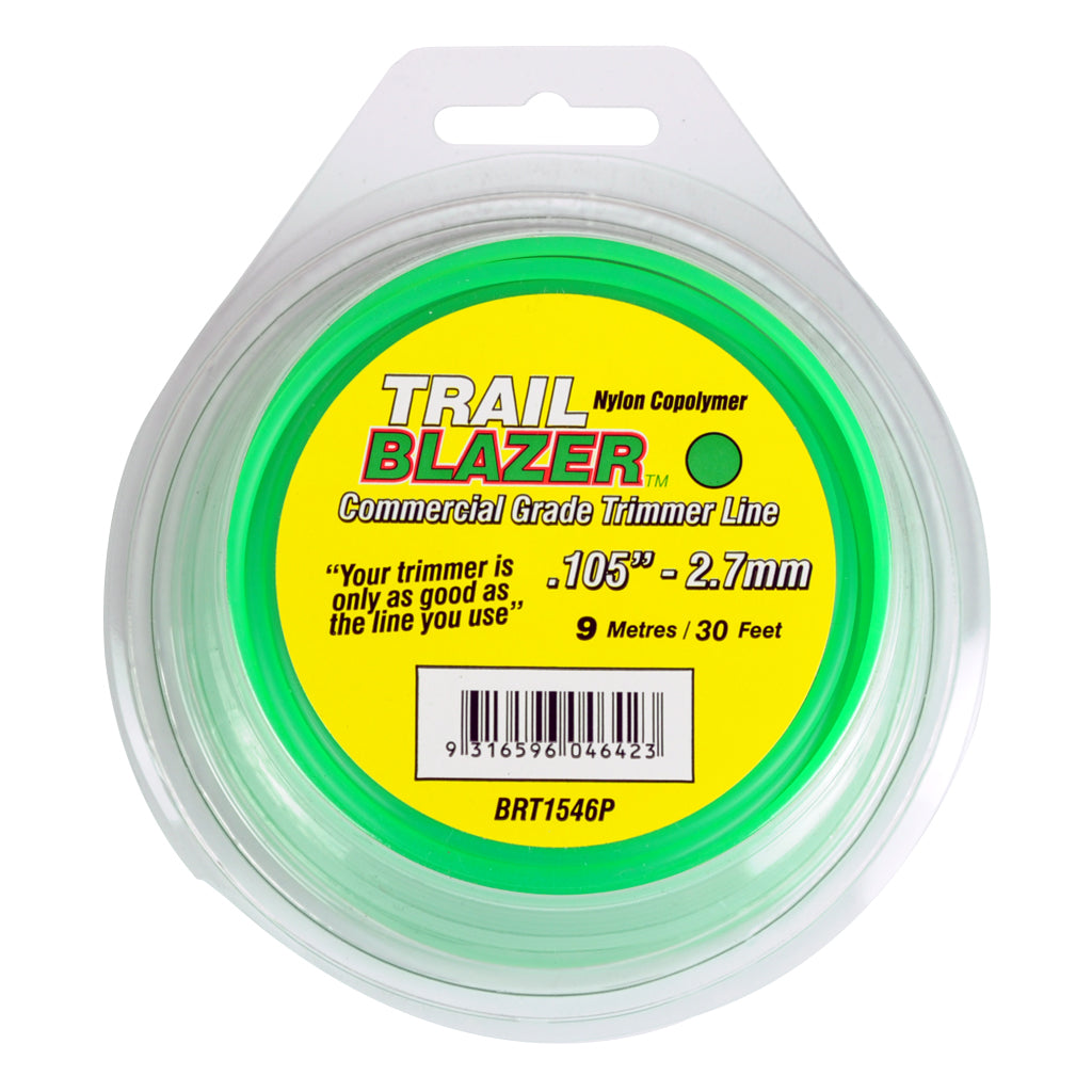 TRAIL BLAZER BRUSHCUTTER ROUND TRIMMER LINE .105" / 2.70MM TEARDROP LOOPS LENGTH 9M