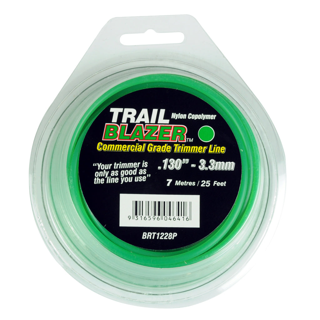 TRAIL BLAZER BRUSHCUTTER ROUND TRIMMER LINE .130" / 3.30MM TEARDROP LOOPS LENGTH 25' BOX QTY OF 12