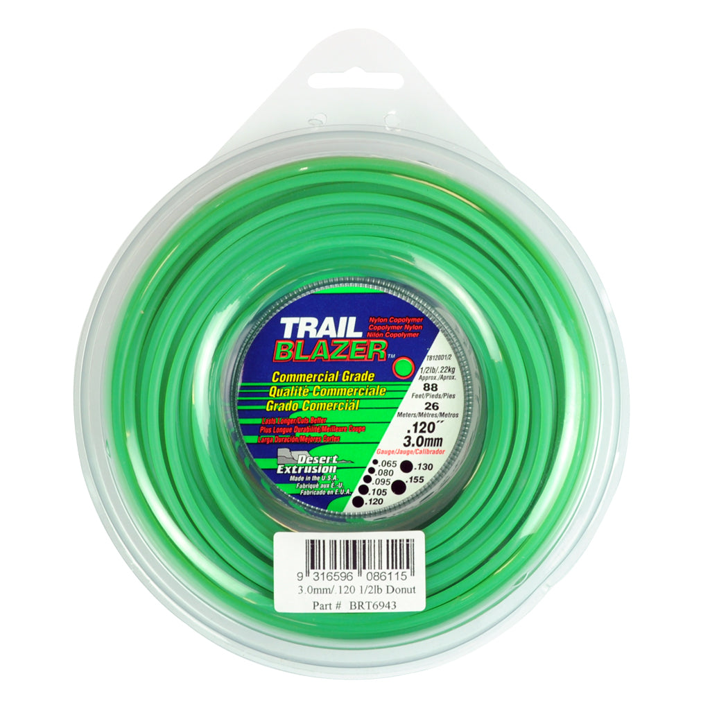 TRAIL BLAZER BRUSHCUTTER ROUND TRIMMER LINE .120" / 3.00MM DONUT LENGTH 26M