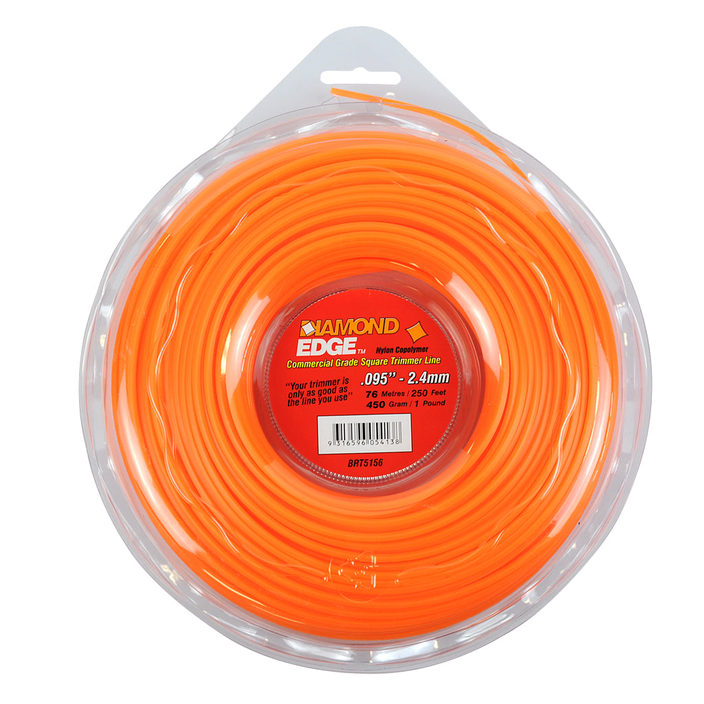 DIAMOND EDGE BRUSHCUTTER SQUARE TRIMMER LINE .095" / 2.40MM DONUT LENGTH 76M
