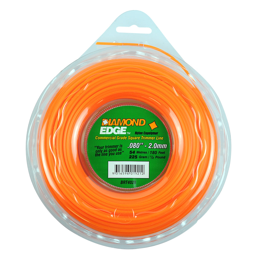 DIAMOND EDGE BRUSHCUTTER SQUARE TRIMMER LINE .080" / 2.00MM DONUT LENGTH 54M