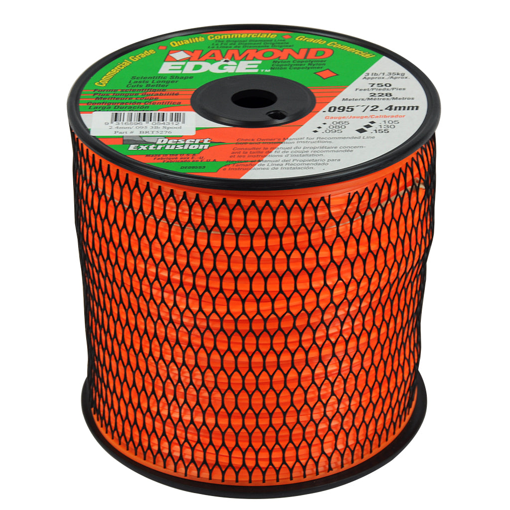 DIAMOND EDGE BRUSHCUTTER SQUARE TRIMMER LINE .095" / 2.40MM SPOOL LENGTH 228M BRT5276