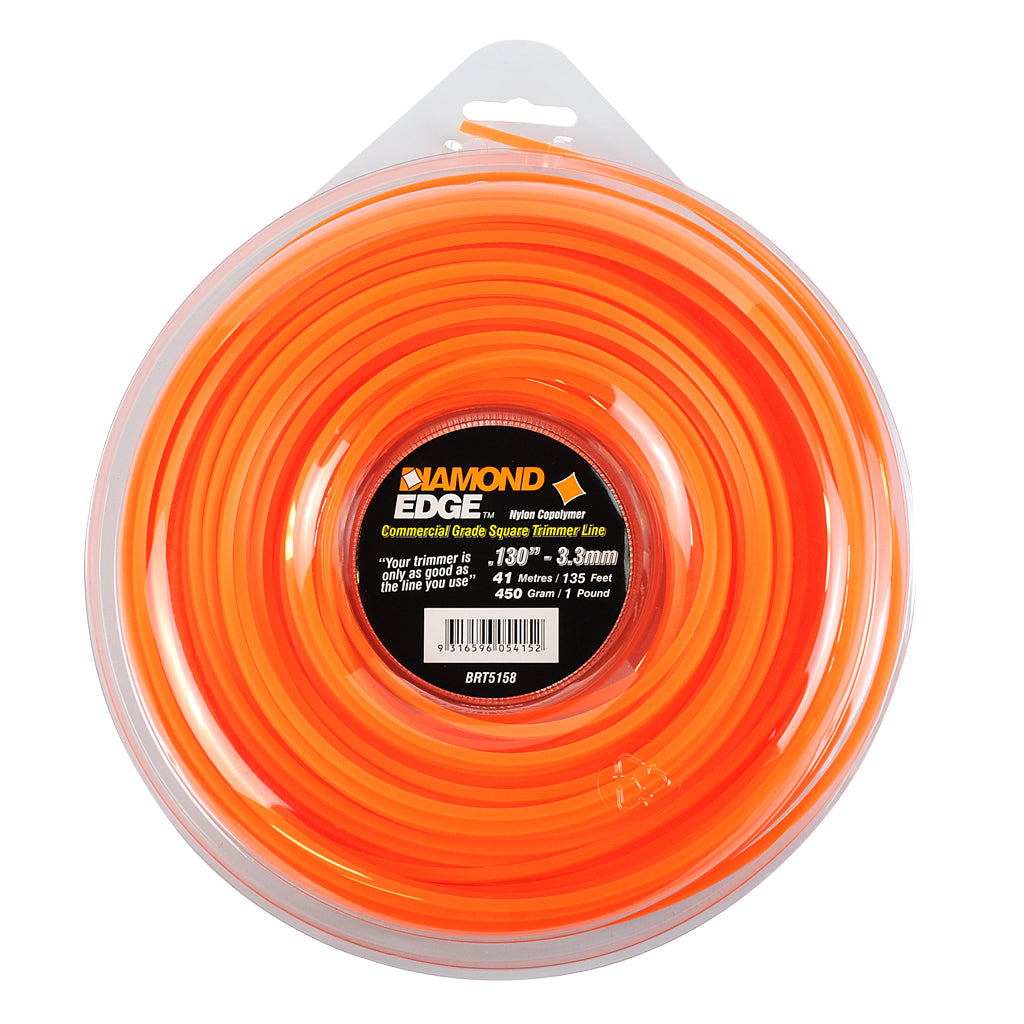 DIAMOND EDGE BRUSHCUTER SQUARE TRIMMER LINE .130" / 3.30MM DONUT LENGTH 41M