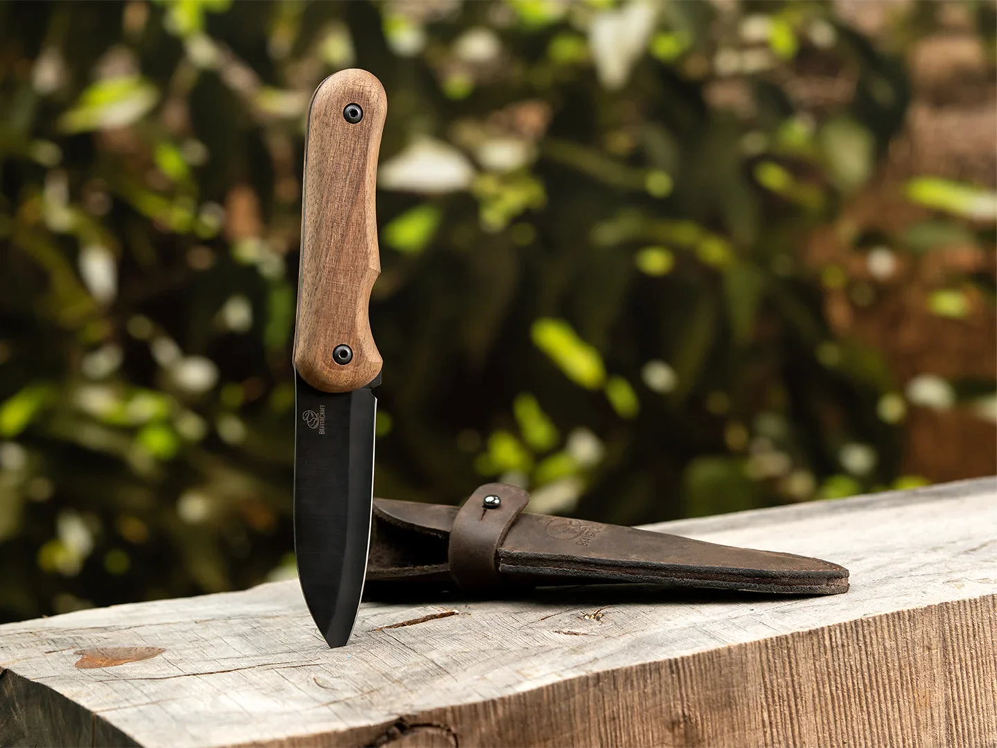 BeaverCraft BSH5 Carbon Steel Blued Blade Bushcraft Knife Walnut Handle with Leather Sheath