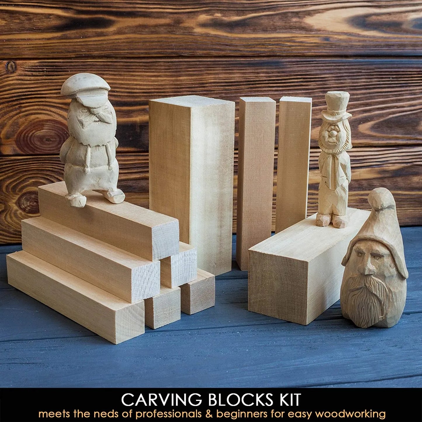 BeaverCraft BW10 Set of Basswood Wood Carving Hobby Blocks 10 pcs
