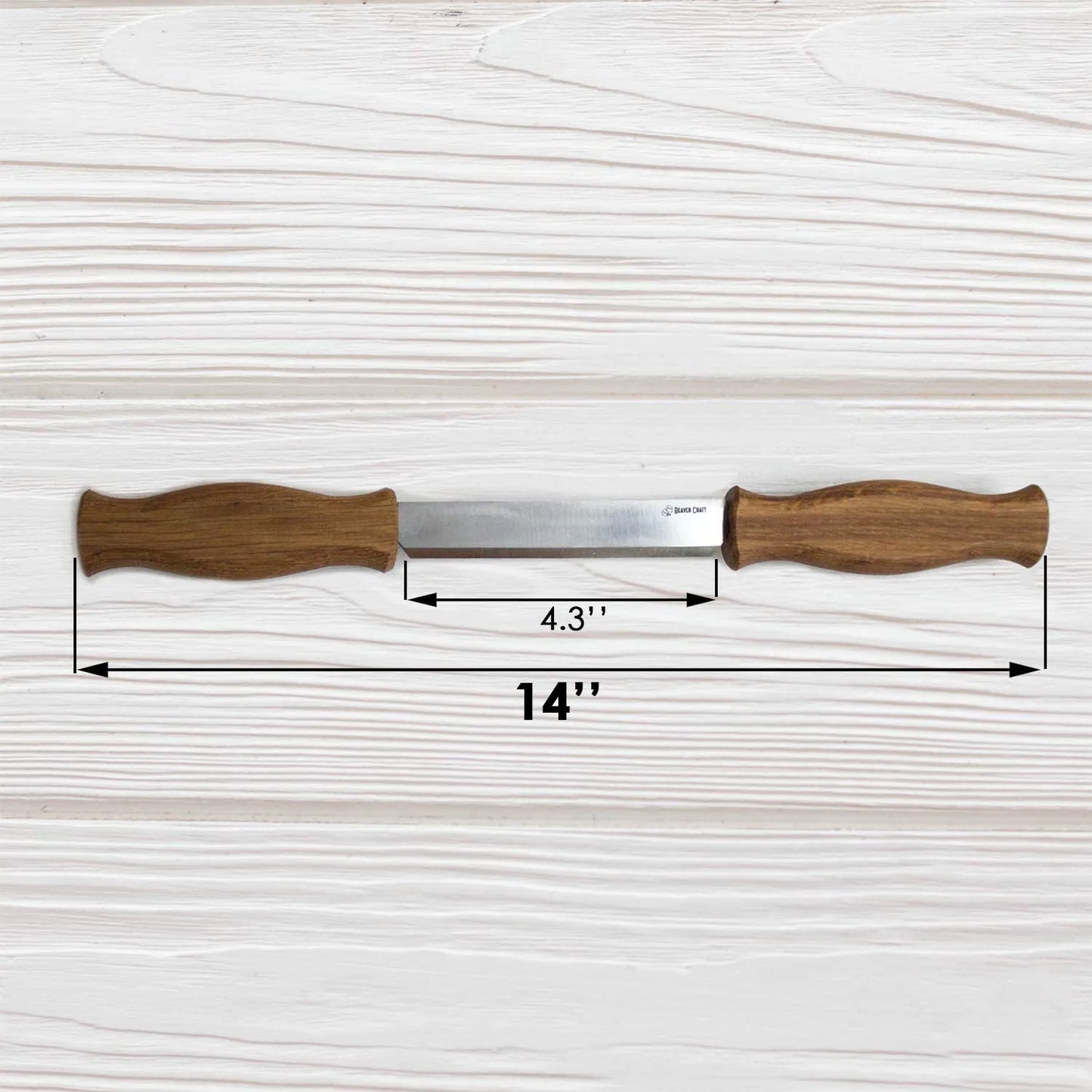 BeaverCraft DK1S Wood Carving Drawknife with Oak Handle in Leather Sheath
