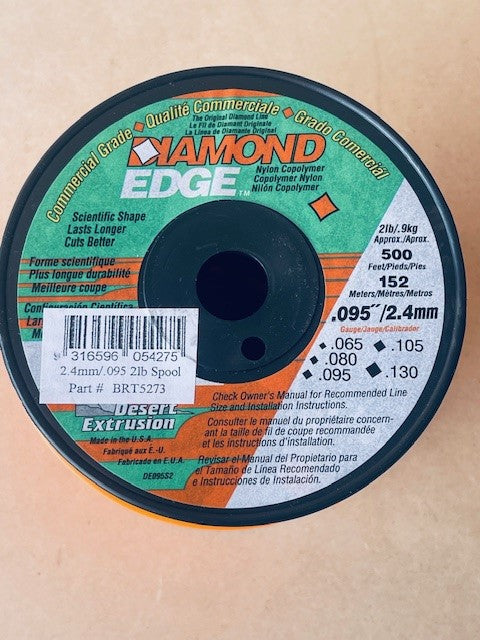 DIAMOND EDGE BRUSHCUTTER SQUARE TRIMMER LINE .095" / 2.40MM SPOOL LENGTH 152M BRT5273