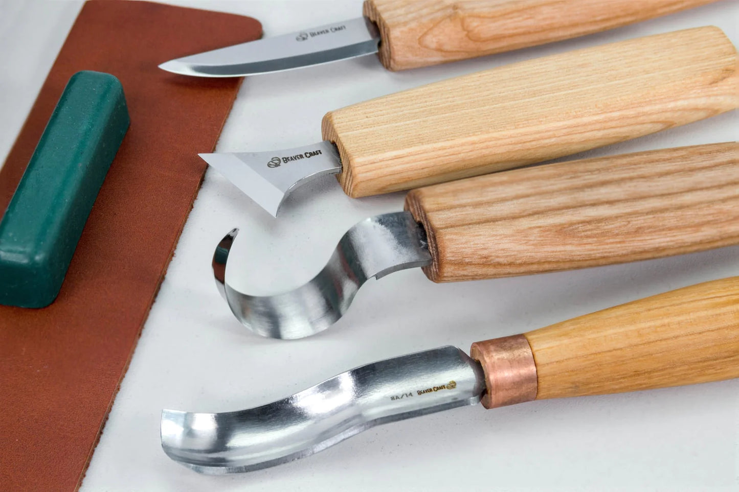 BeaverCraft S19 book Spoon Wood Carving Set of 4 Tools in a Book Case