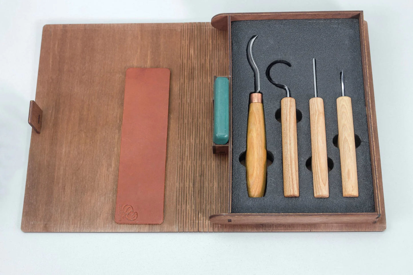 BeaverCraft S19 book Spoon Wood Carving Set of 4 Tools in a Book Case