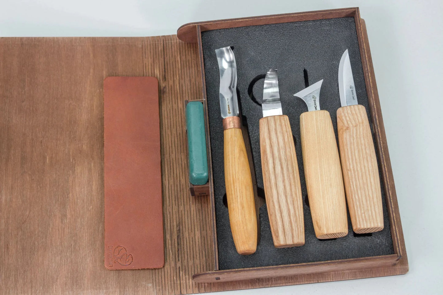 BeaverCraft S19 book Spoon Wood Carving Set of 4 Tools in a Book Case