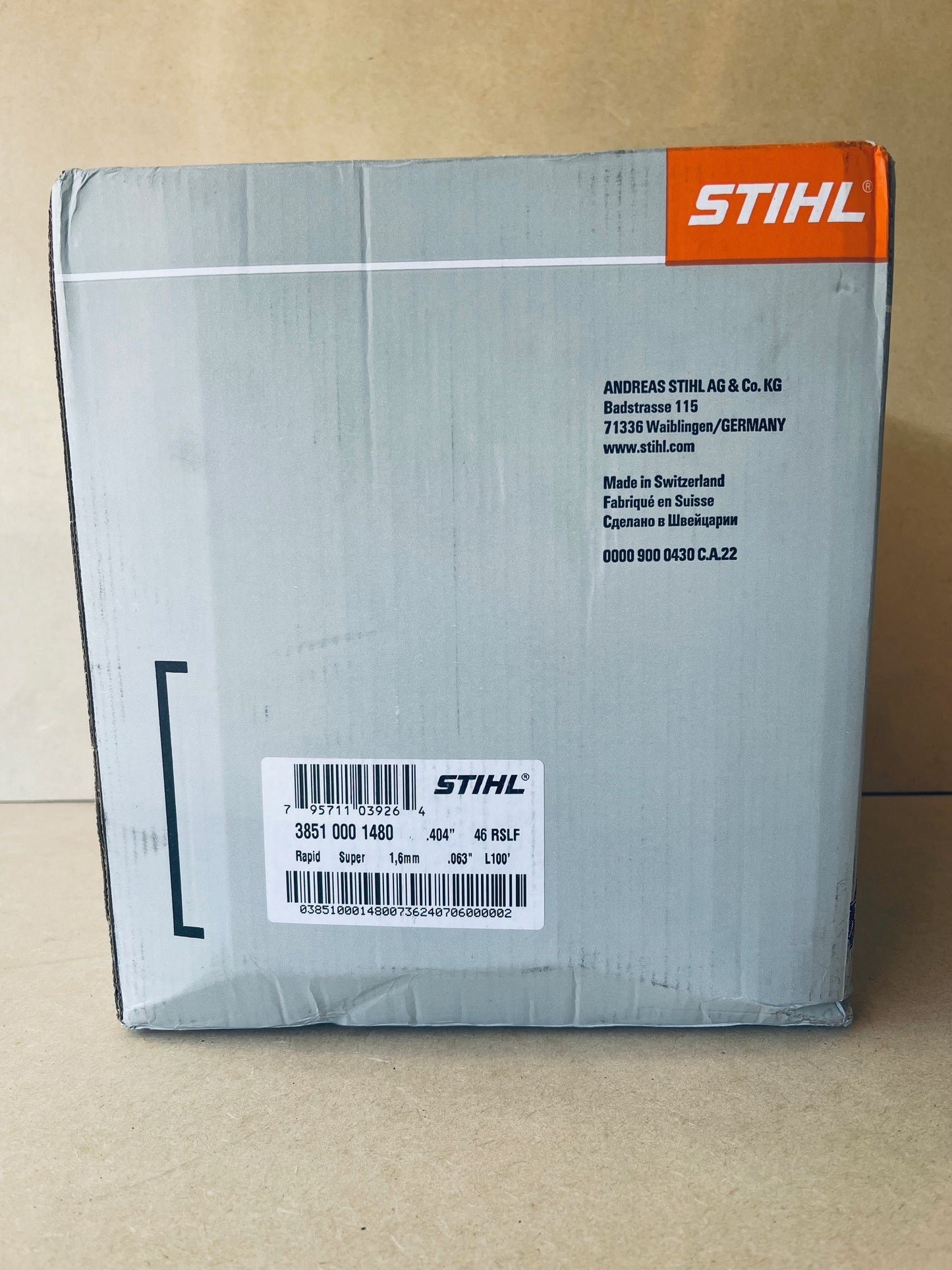 Stihl Chainsaw Chain 100 Foot Roll - RS 46RSLF 404 .063 Rapid Super Square Skip Tooth Full Chisel