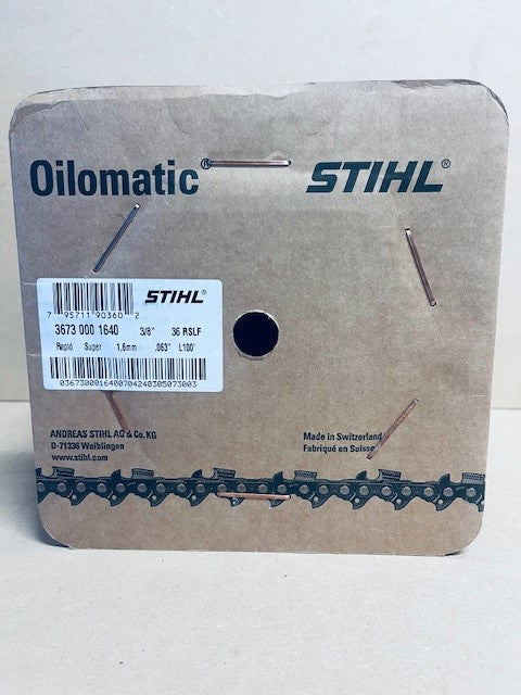 Stihl Chainsaw Chain 100 Foot Roll - 36RSLF 3/8 .063 Rapid Super Square Skip Tooth Full Chisel