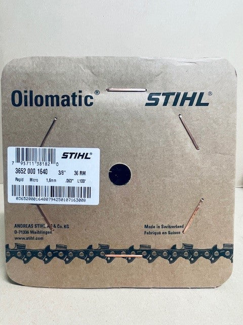 STIHL Chainsaw Chain 100 Foot Roll - Rapid Micro 36RMC 3/8 .063 Semi Chisel