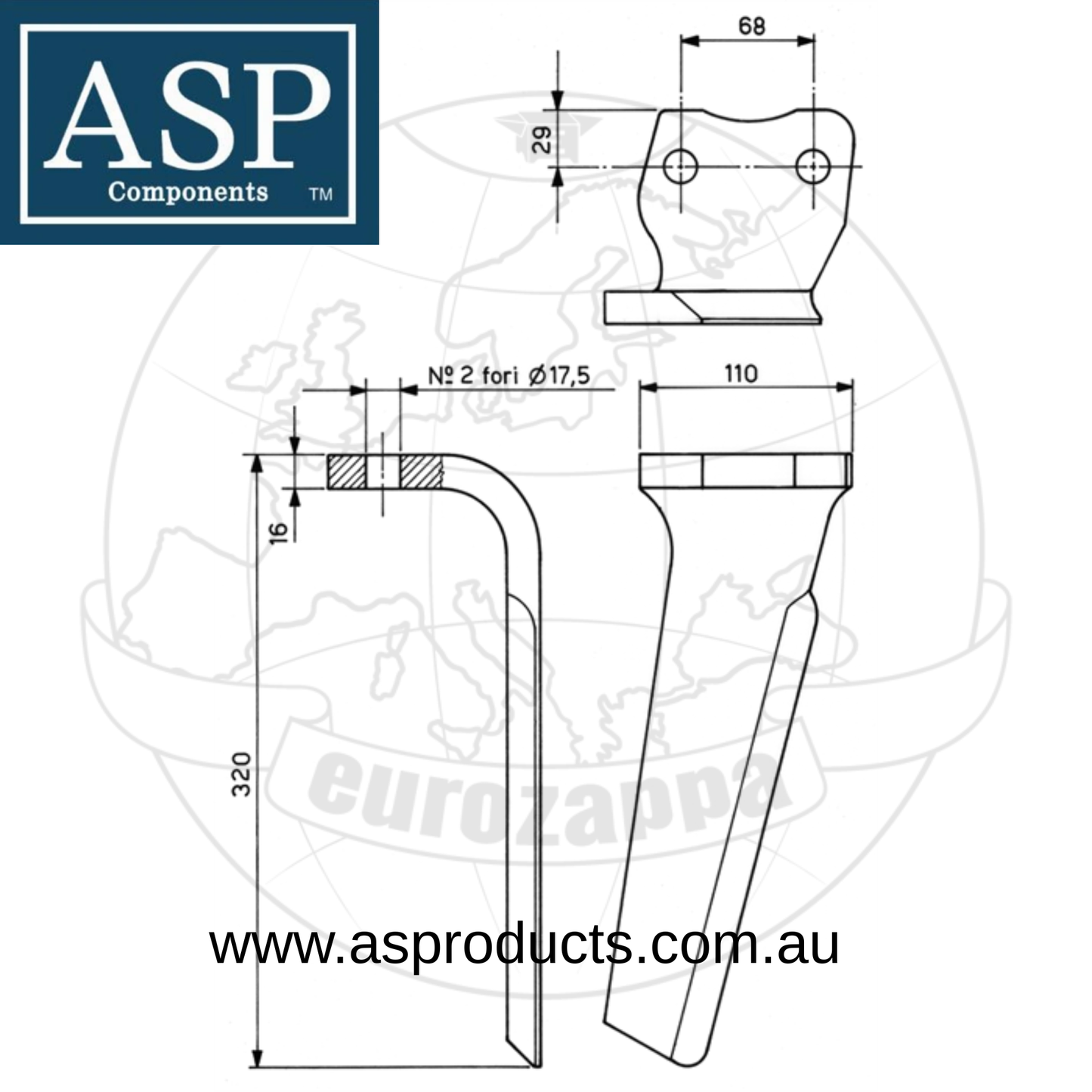 ASP POWER HARROW BLADE- EMY & KUHN 2.96KG