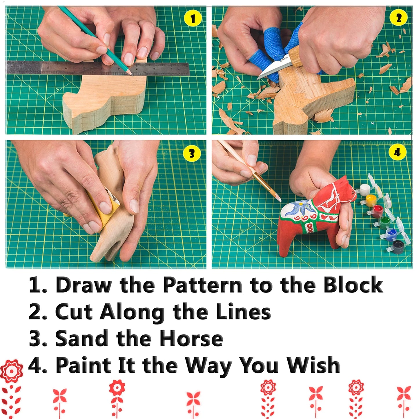 BeaverCraft DIY02 Dala Horse Carving Kit Complete Starter Whittling Kit for Beginners Adults Teens and Kids
