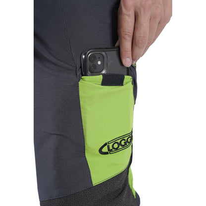 Clogger Zero Gen2 Light and Cool Men's Chainsaw Trousers - Grey/Green - 2XS Std Leg Length