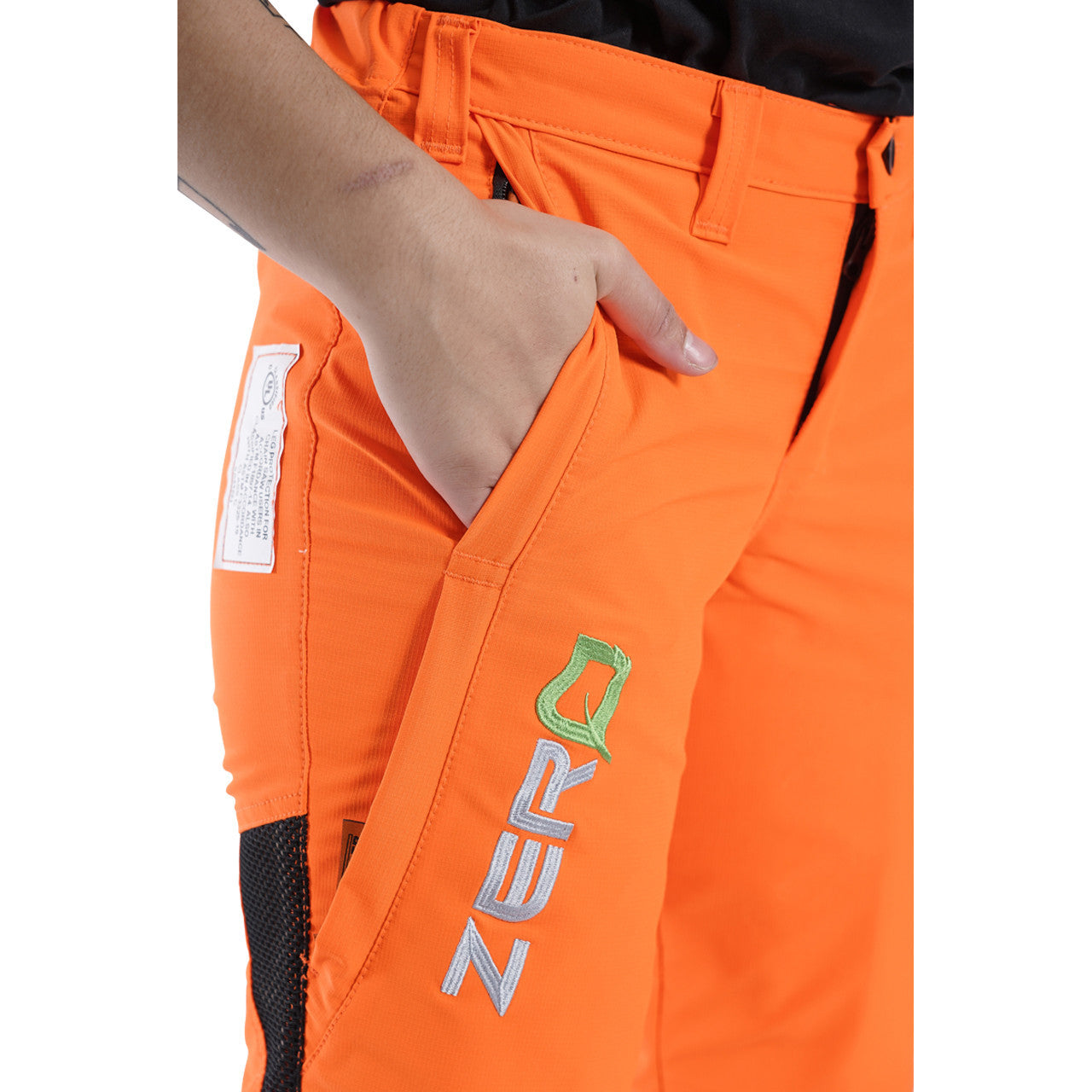 Clogger Women's Orange Zero Gen2 Trousers Front And 360 Calf Protection UL Cert