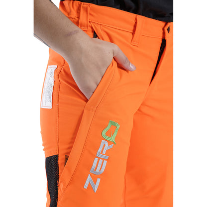 Clogger Women's Orange Zero Gen2 Trousers Front And 360 Calf Protection UL Cert