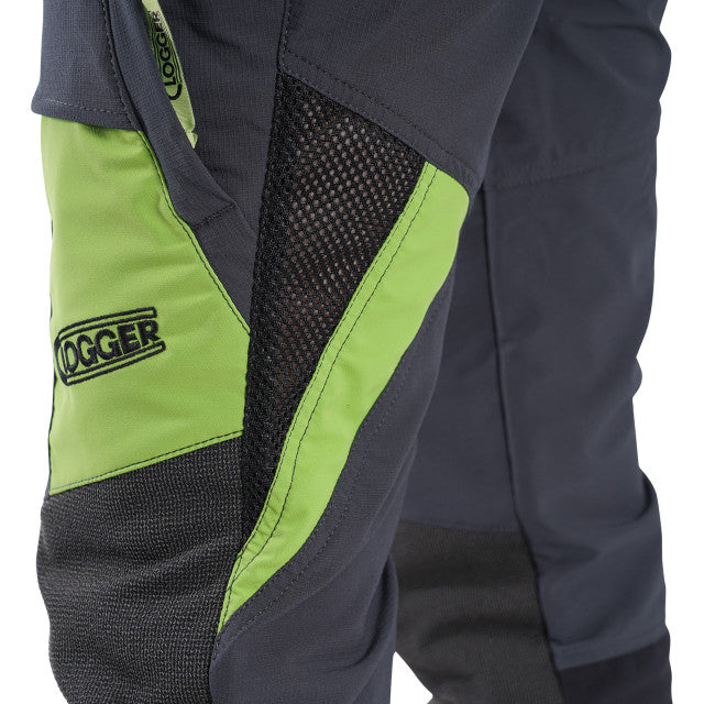 Clogger Zero Gen2 Light and Cool Men's Chainsaw Trousers - Grey/Green - XS Std Leg Length