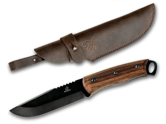BeaverCraft BSH4 Carbon Steel Bushcraft Knife Walnut Handle with Leather Sheath