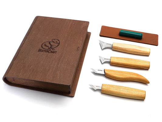 BeaverCraft S05 book - Chip Wood Carving Knives Set in a Book Case