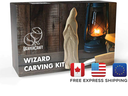 BeaverCraft DIY03 Wizard Wood Carving Hobby Tool Kit Complete Starter Whittling Kit for Beginners Adults Teens and Kids